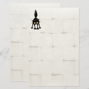Grappige Felle Zwarte Kat Cartoon  Briefpapier