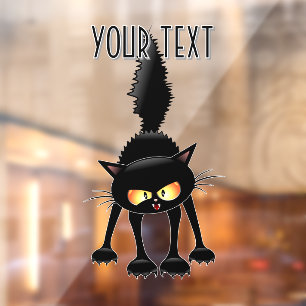Grappige Felle Zwarte Kat Cartoon  Raamsticker
