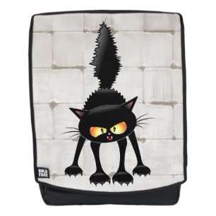 Grappige Felle Zwarte Kat Cartoon  Rugtassen