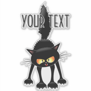 Grappige Felle Zwarte Kat Cartoon Sticker