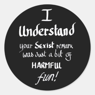 Grappige feministische quote met de hand geschreve ronde sticker