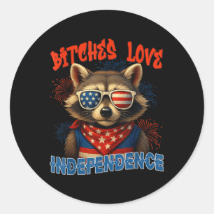 Grappige Feral Independence Day Raccoon Verenigde Ronde Sticker
