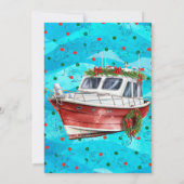 Grappige Festieve Blauwe Golven Kerstboot Parade  Kaart (Achterkant)