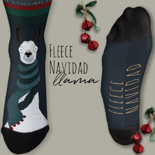 Grappige Festieve “Fleece Navidad” Grap Dark Blue  Sokken