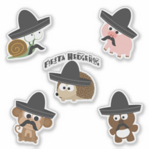 Grappige Fiesta Dieren met Sombreros en snorren Sticker