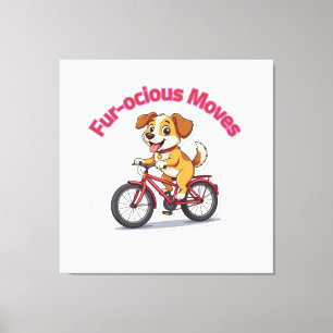 **Grappige Fietsende Hond – Mooie Hond op een Fiet Canvas Afdruk