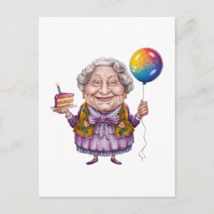 Grappige fietsende oma verjaardagsfeest kunst feestdagenkaart