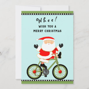 Grappige Fietsende Wielrenner Kerst Feestdagenkaart