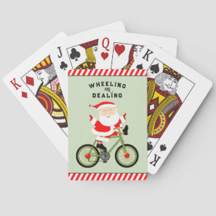 Grappige fietser kerst pokerkaarten