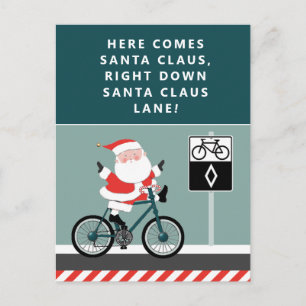 Grappige fietser kerstkaart met fietsen feestdagenkaart