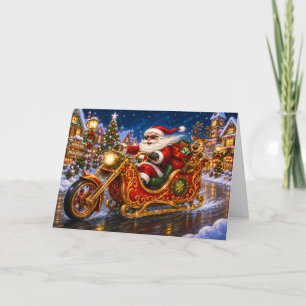 Grappige fietser Kerstman Chopper Motorfiets Kerst Feestdagen Kaart