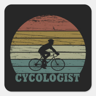 Grappige fietspensioen - Vintage Cycologist Vierkante Sticker