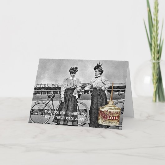 GRAPPIGE FIETSVROUWEN SPERMOLIE VICTORIAANS KAART (Voorkant)