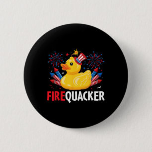 Grappige Firecracker Duck 4th of July Ronde Button 5,7 Cm