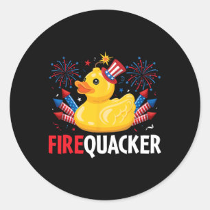Grappige Firecracker Duck 4th of July Ronde Sticker