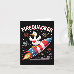 Grappige Firecracker Duck Goose 4th of July Patrio Kaart