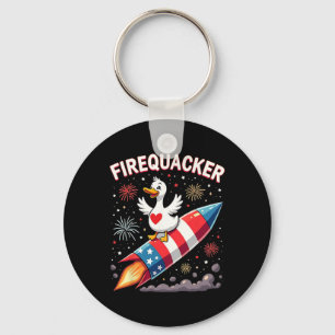 Grappige Firecracker Duck Goose 4th of July Patrio Sleutelhanger