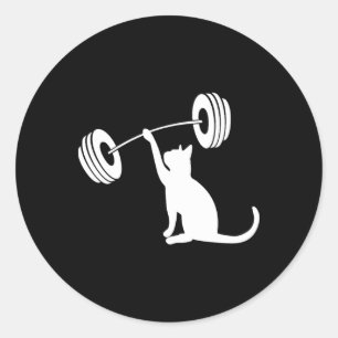 Grappige Fitness Gewicht Kracht Gym Kat Tillen Voo Ronde Sticker