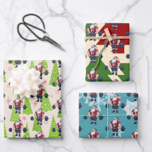 Grappige Fitness Kerst Liftmas Barbell Santa Inpakpapier Vel