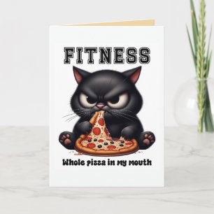 Grappige Fitness Zwarte Kat Pizza Kaart