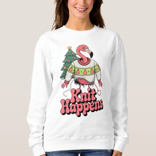 Grappige flamingo breien gebeurt lelijke kerst tru trui (Voorkant)