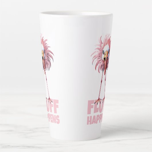 Grappige flamingo fluff gebeurt latte mok (Voorkant)