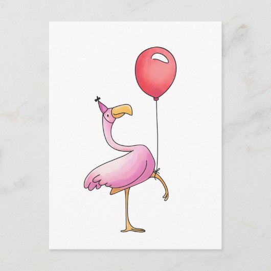 Grappige Flamingo Gelukkige Verjaardag – Mooie Roz Briefkaart (Voorkant)