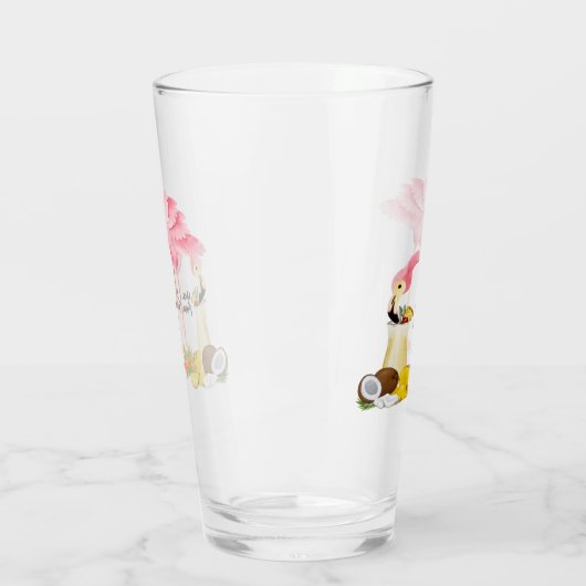 Grappige Flamingo houdt van Pina Coladas Glas (Links)