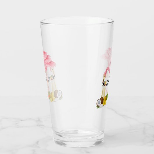 Grappige Flamingo houdt van Pina Coladas Glas (Rechts)