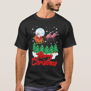 Grappige Flamingo Kerstman Vrolijk Kerstmis Xmas S T-shirt