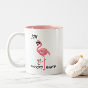 Grappige Flamingo Krijgt Pensioen Cadeau Koffiemok Tweekleurige Koffiemok