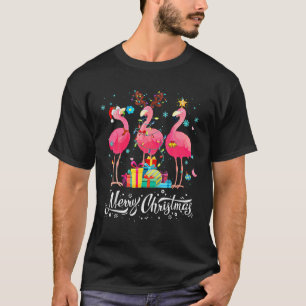 Grappige Flamingo Lichtjes Kerstman Hoed Trui Kers T-shirt