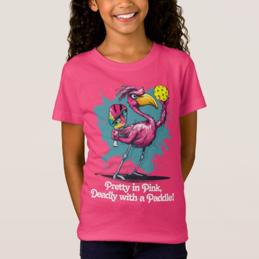 Grappige Flamingo Pickleball T-shirt (Voorkant)