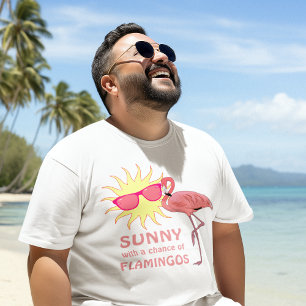 Grappige Flamingo Strand Weer Voorspelling T-shirt