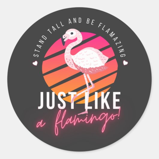 Grappige Flamingo T-shirts Ronde Sticker (Voorkant)