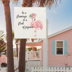Grappige Flamingo Tropisch Strand Stenen Onderzetter