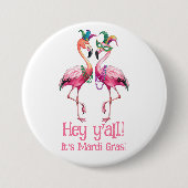 Grappige Flamingo's Mardi Gras Feest Ronde Button 7,6 Cm (Voorkant)