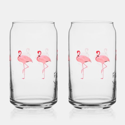 Grappige Flamingo's Vliegen Ja Klustijd Blikvorm Glas (Rechts)