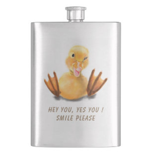 Grappige Flask met Happy Duck - aangepaste tekst Flacon