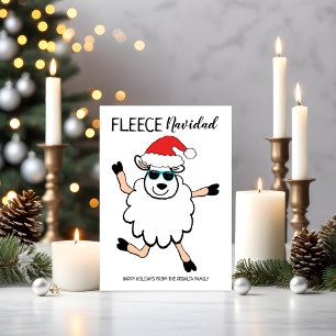 Grappige Fleece Navidad Dansende Schaap Kerstman K Feestdagenkaart