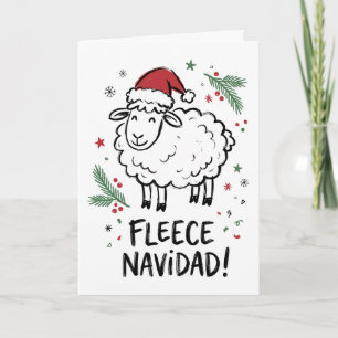 Grappige Fleece Navidad Schaap Kerstmis Feestdagen Kaart