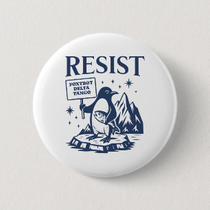 Grappige flippers verzetten zich tegen pinguïns ronde button 5,7 cm