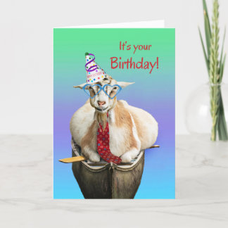 Grappige Float Your Goat Verjaardag met hartbril Bedankkaart