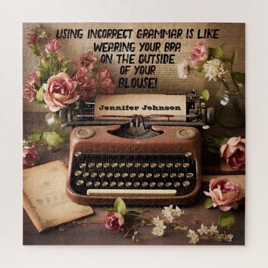 Grappige Floral Typewriter Puzzel (Verticaal)