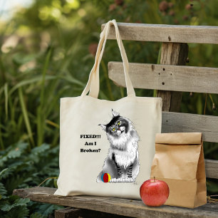 Grappige Fluffy Maine Coon Kat Groene Humor Tote Bag