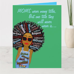Grappige Fly Word Art Afro-Amerikaanse Moederdag Kaart