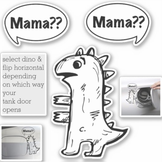 Grappige Fossiele Brandstof Decal Baby Dino Schets Sticker (Voorkant)