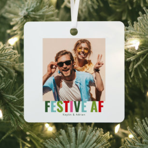 Grappige foto Kerstmis Feestelijke AF Metalen Ornament