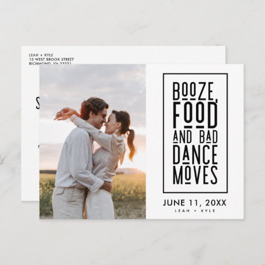 Grappige Foto QR Code Trouwen Sla de datum op Aankondigingskaart (Voorkant / Achterkant)