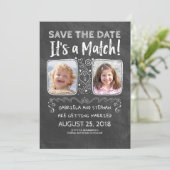 Grappige foto Sla de datum op - Het is een match Save The Date (Staand voorkant)